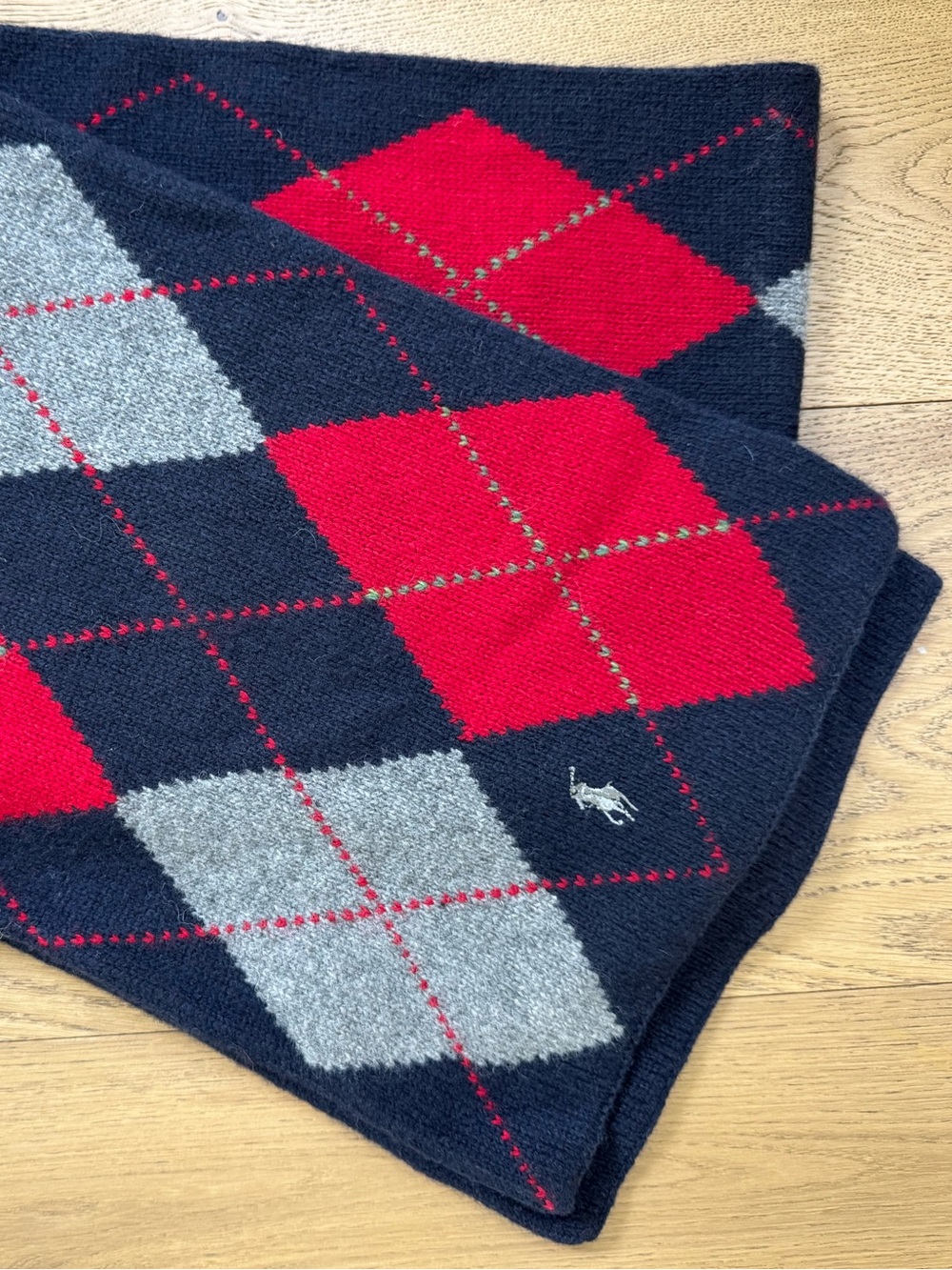 Polo by Ralph Lauren Dark Gray Knit Scarf with Woven Label